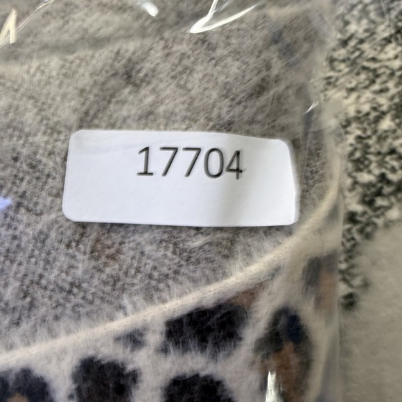 ALYA Cardigan Womens Size S Black White Cheetah Print Open Front Fuzzy Duster - Picture 8 of 8